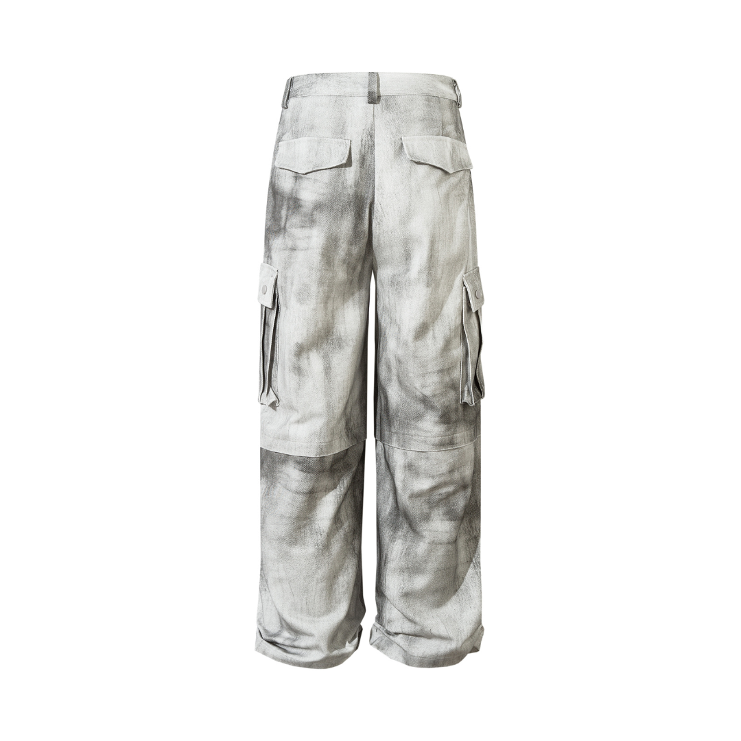 White Dirty Wash Cargo Pants