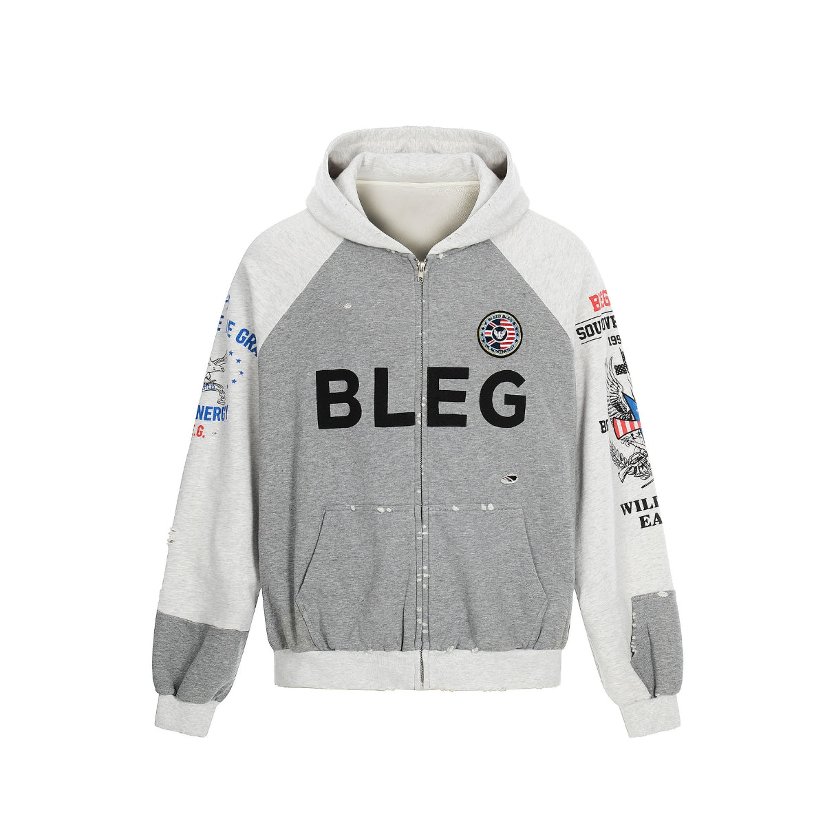 Bleg Varsity Patch Zip Hoodie