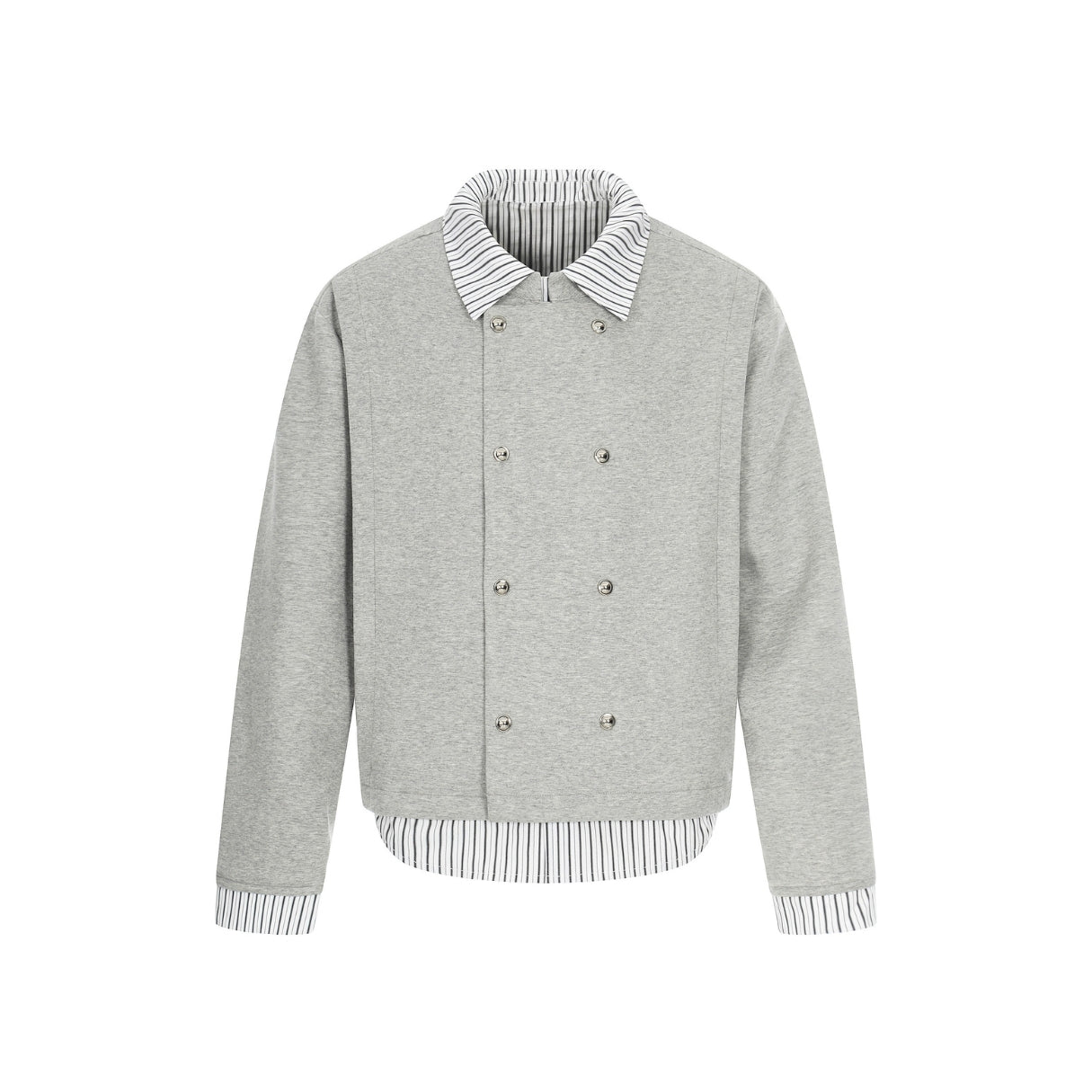 DualLayer Striped Collar Jacket