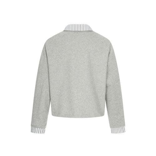 DualLayer Striped Collar Jacket