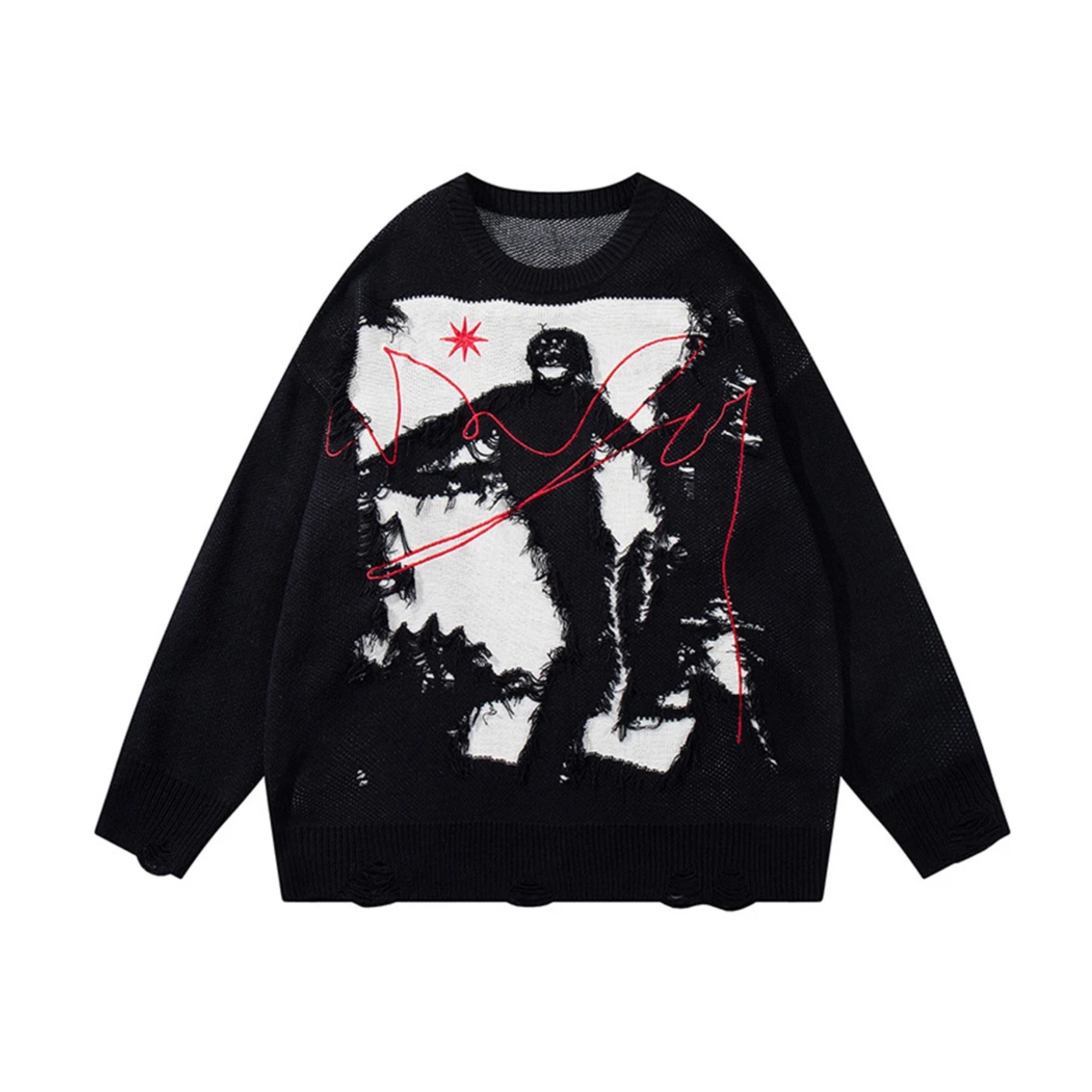 Crimson Stitch Void Sweater