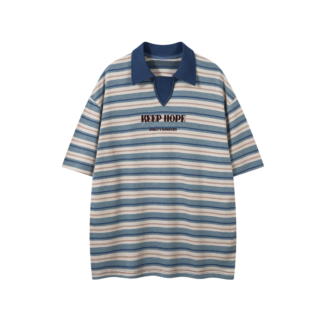 Keep Hope Stripe Polo T-shirt - h0neybear Clothing aka honeybear