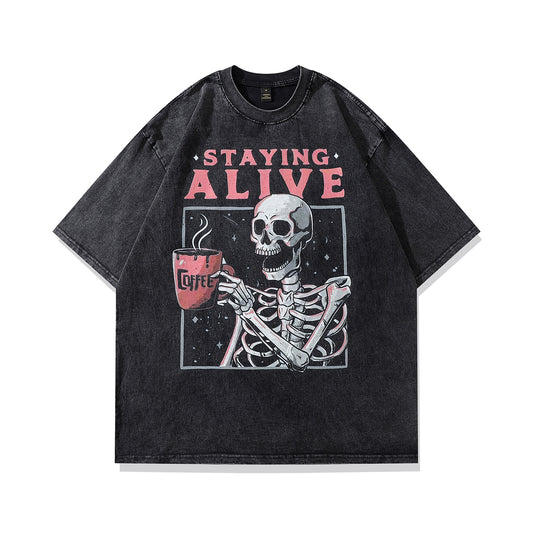 Staying Alive T-shirt | Black Printed T-shirts