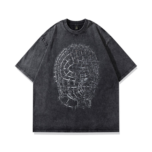 Barbed Mask T-shirt | Black Print T-shirts