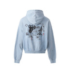Faded Script Distress Zip Hoodie