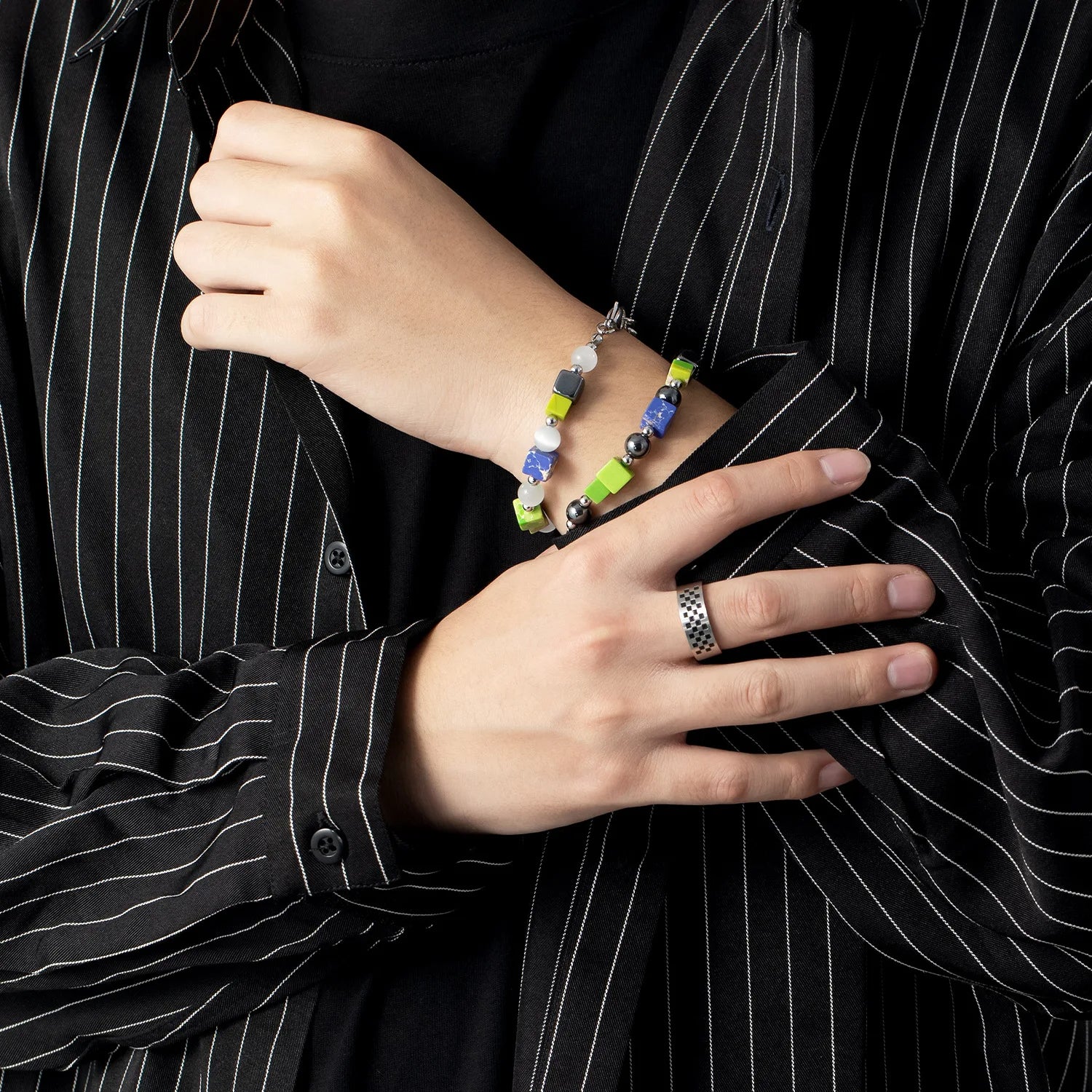 Faceted Stone and Link Bracelet