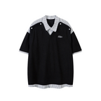 Ribbed V-Neck with Stripe T-shirt