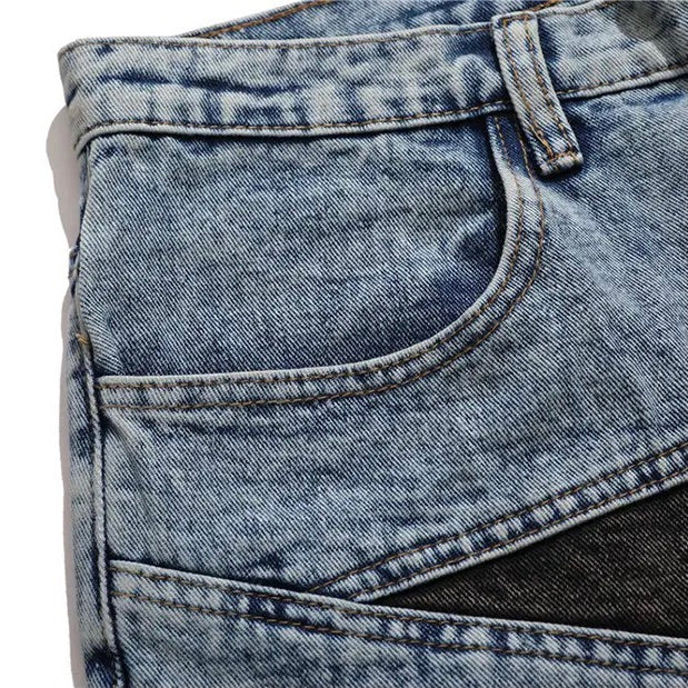 THIGH PATCHWORK DENIM SHORTS - Pale u.s.a THIGH PATCHWORK DENIM SHORTS - Pale u.s.a