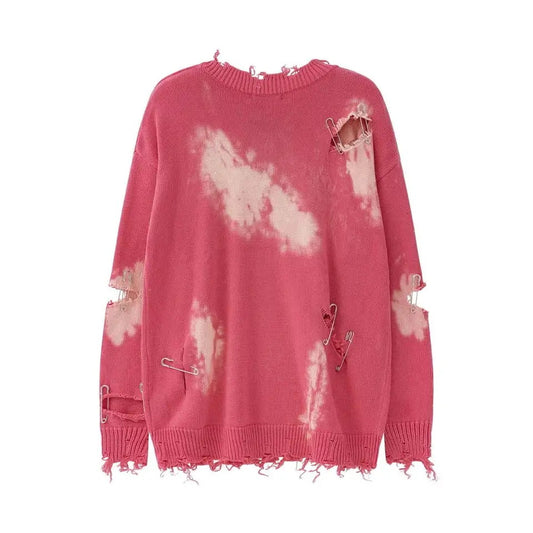 Pinned and Ripped Sweater | Grunge Oversized Sweaters | H0NEYBEAR