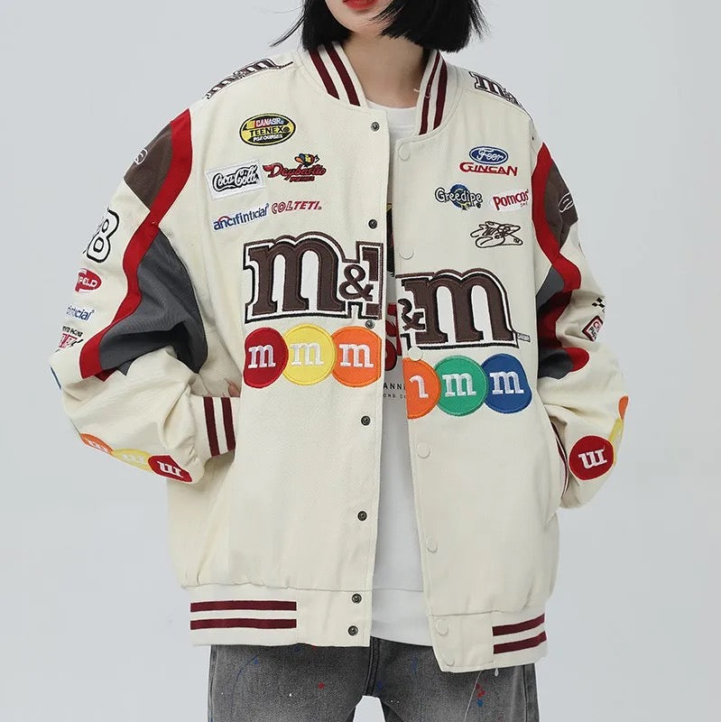 M&M Letterman Jacket | Unisex Varsity Jackets | H0NEYBEAR