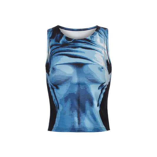 Women Body Print Tank Top | Y2K Print Crop Top | H0NEYEBAR