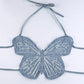 Butterfly Denim Crop Top | Y2K Cami Tee | Aesthetic Tops | H0NEYBEAR