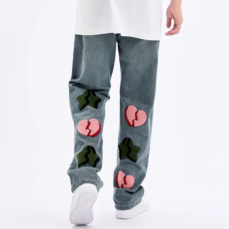 Broken Heart Star Denim Pants