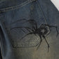 Spider Cobweb Denim Shorts