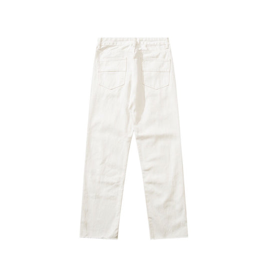 Spoof Graffiti White Jeans | Casual Unisex Jean Pants | H0NEYBEAR
