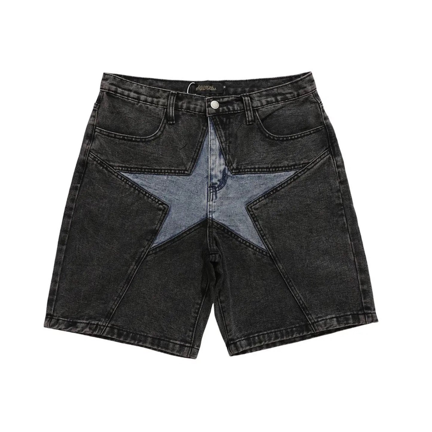 Star Patchwork Denim Shorts | Unisex Jean Shorts Collection | H0NEYBEAR