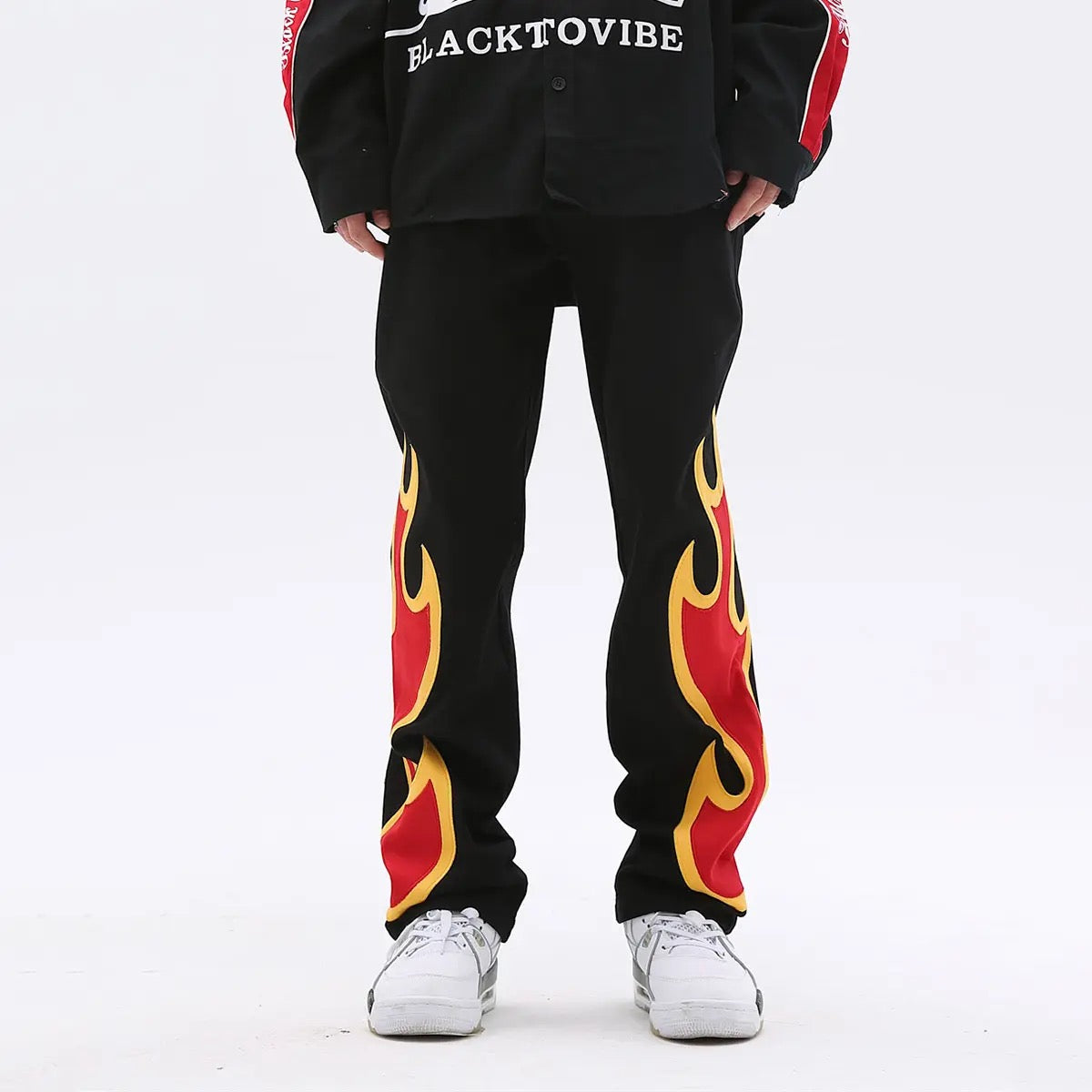 Fire Patchwork Pants | Y2K Flames Jeans 