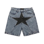 Star Patchwork Denim Shorts | Unisex Jean Shorts Collection | H0NEYBEAR