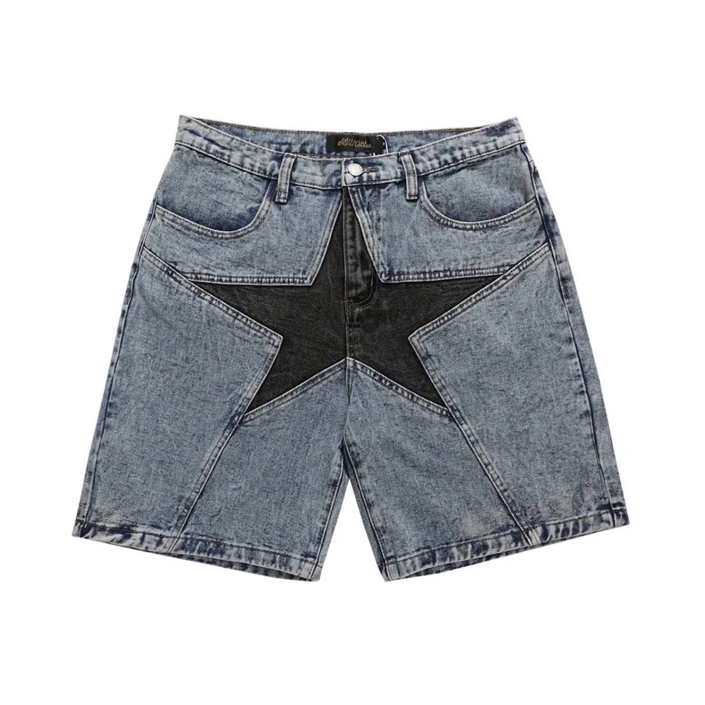 Star Patchwork Denim Shorts | Unisex Jean Shorts Collection | H0NEYBEAR