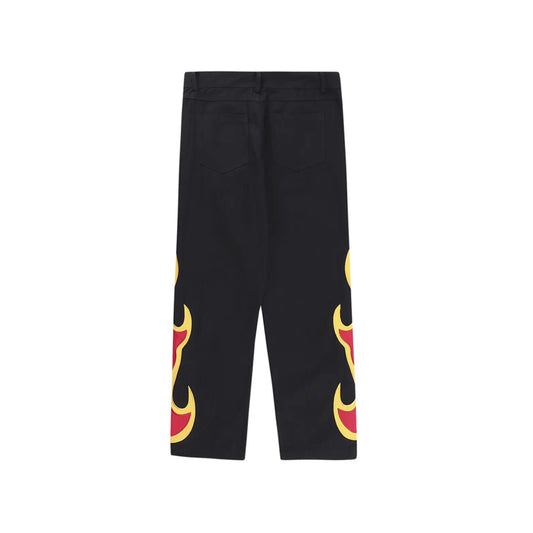 Fire Patchwork Pants | Y2K Flames Jeans
