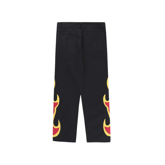 Fire Patchwork Pants | Y2K Flames Jeans 