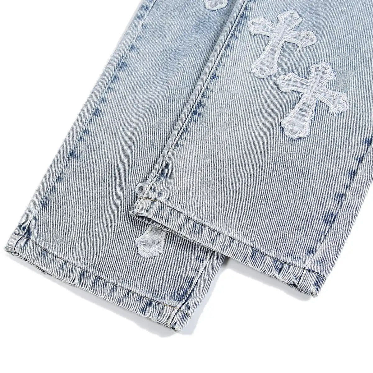 Cross Patch Denim Jeans | Unisex Jean Pants | H0NEYBEAR 