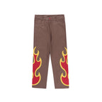 Fire Patchwork Pants | Y2K Flames Jeans 