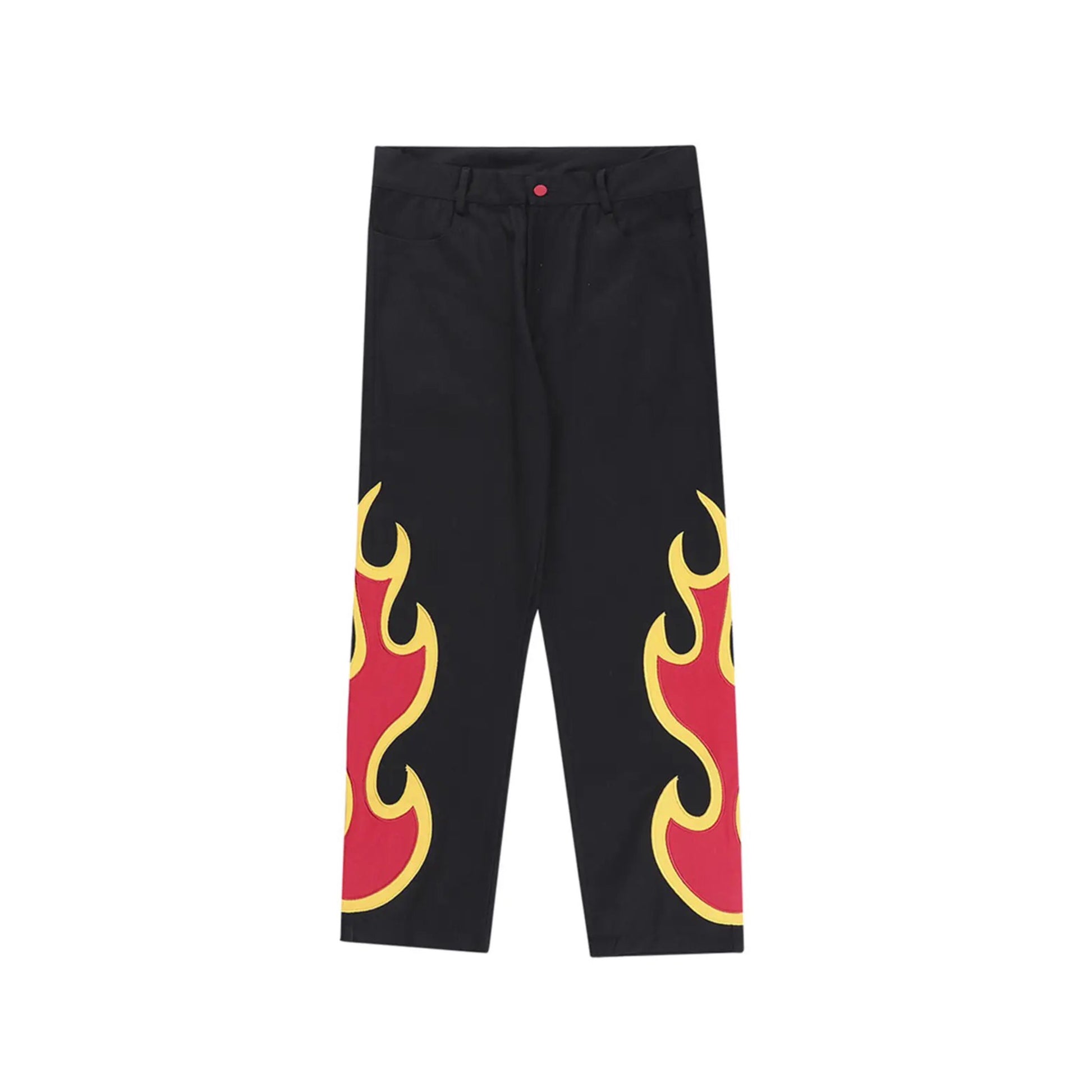 Fire Patchwork Pants | Y2K Flames Jeans 