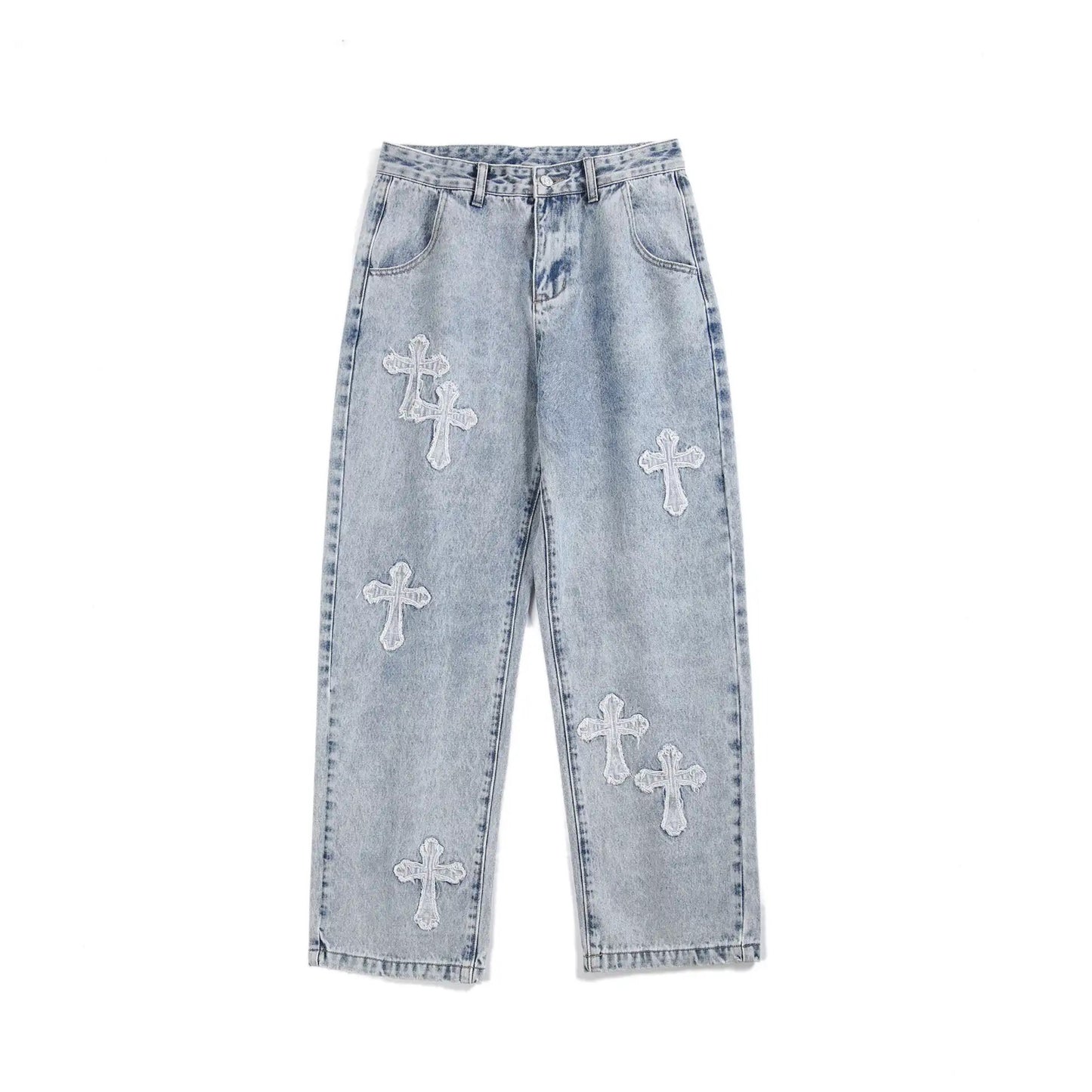 Cross Patch Denim Jeans | Unisex Jean Pants | H0NEYBEAR 