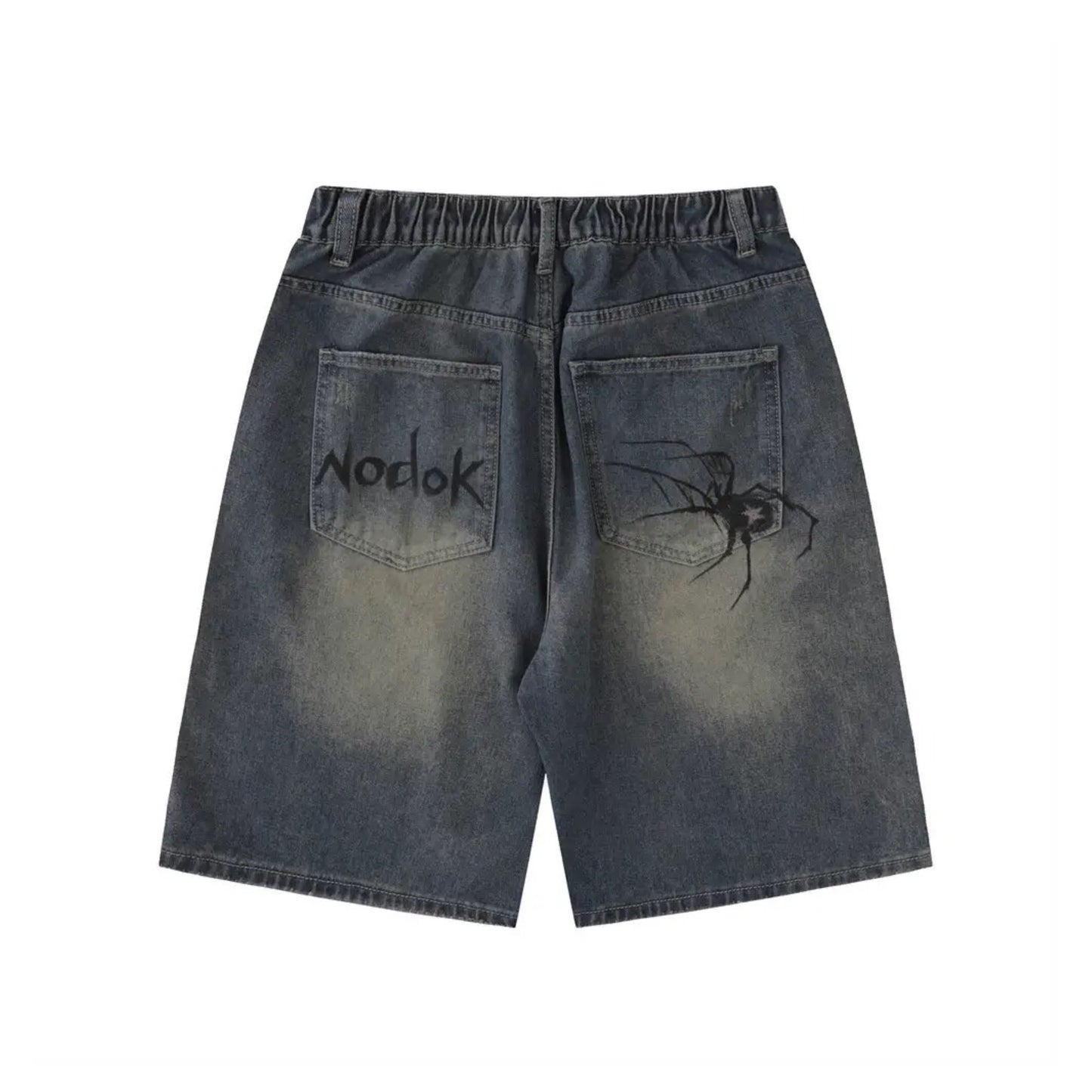 Spider Cobweb Denim Shorts