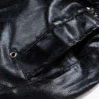 Obsidian Cargo Pants | Black Glossy Wide Trousers