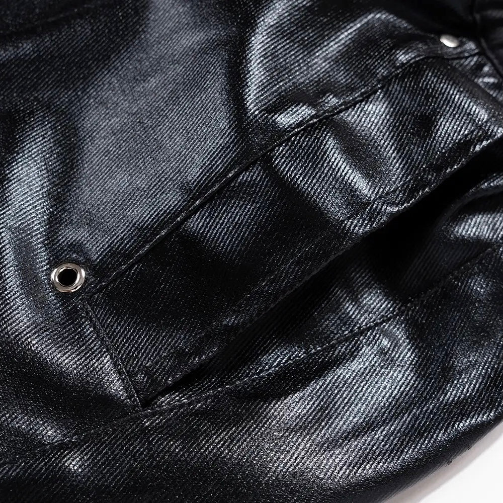 Obsidian Cargo Pants | Black Glossy Wide Trousers