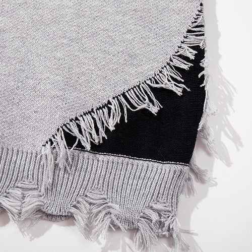 Frayed Crosses Knit Sweater