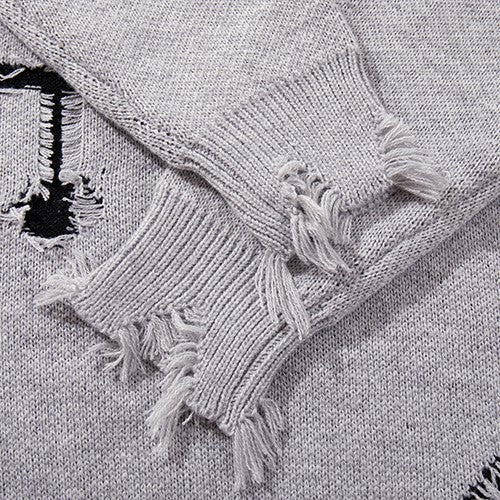 Frayed Crosses Knit Sweater