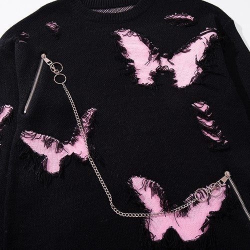 Rebel Butterfly Chained Sweater