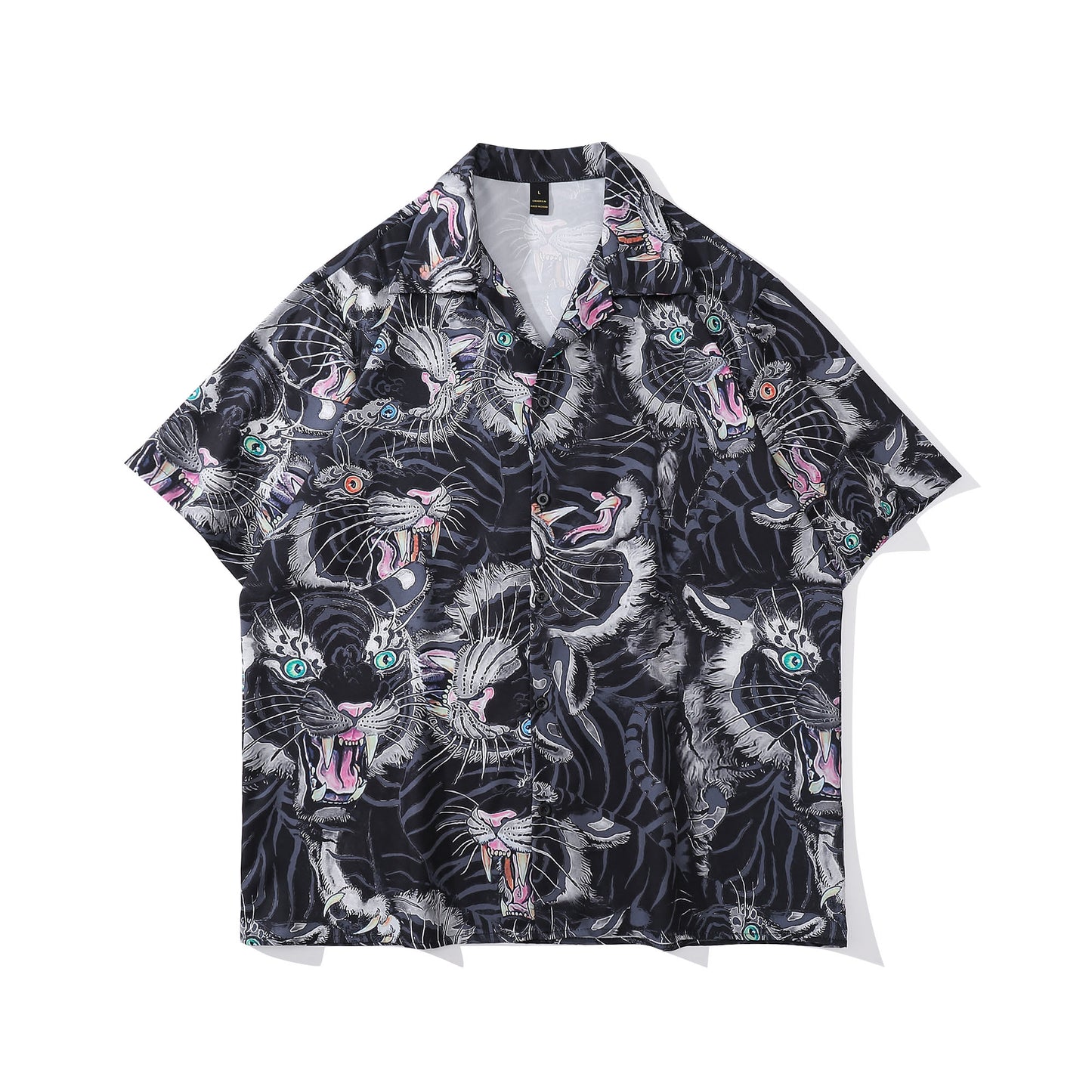 Black Tiger Print Shirt | Unisex Print Shirts & Tops | h0neybear