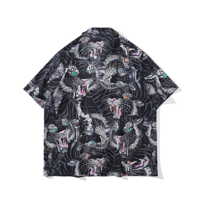 Black Tiger Print Shirt | Unisex Print Shirts & Tops | h0neybear