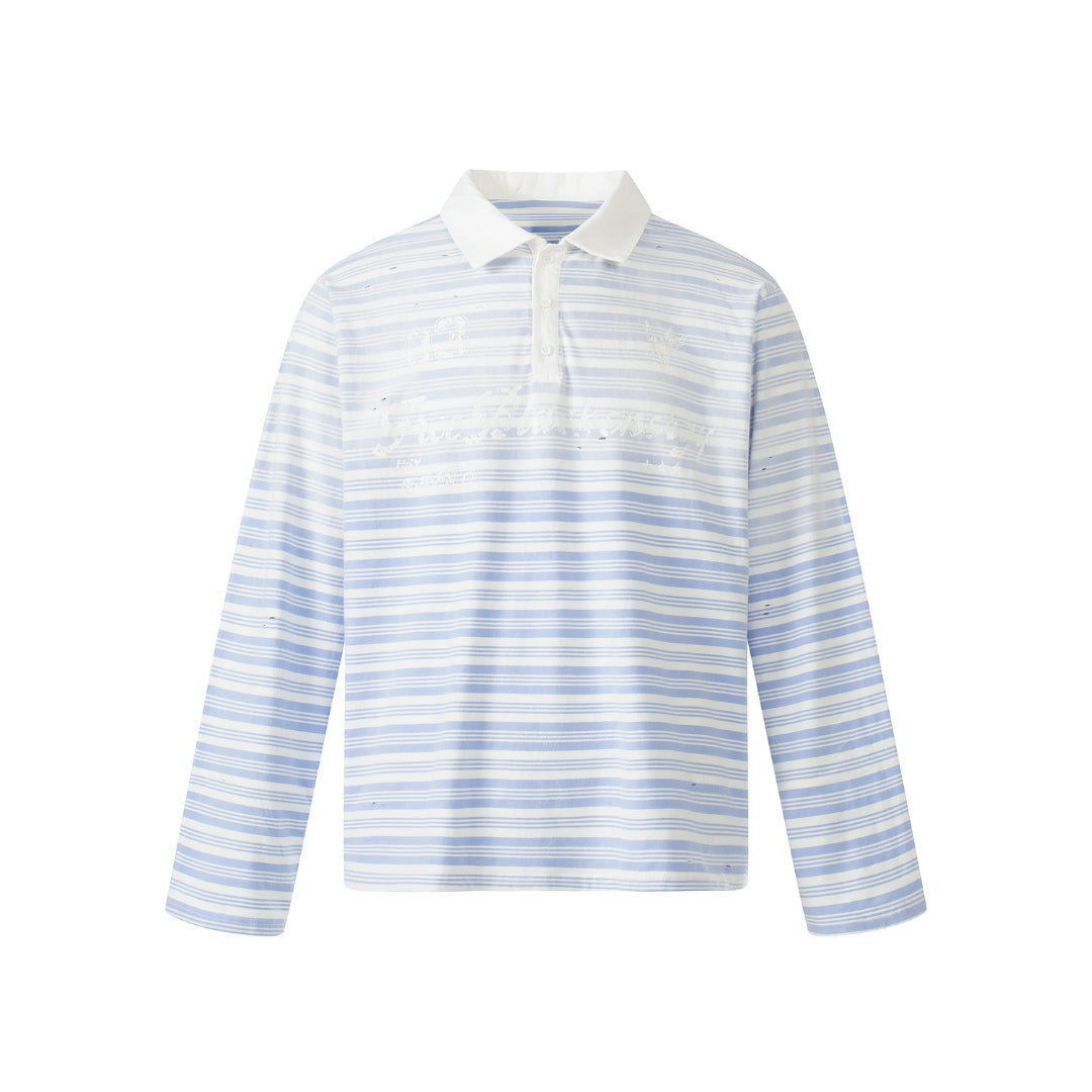 Coastline Stripe Long Sleeve Polo