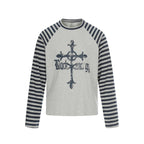 Gravecross Striped Raglan T-shirt