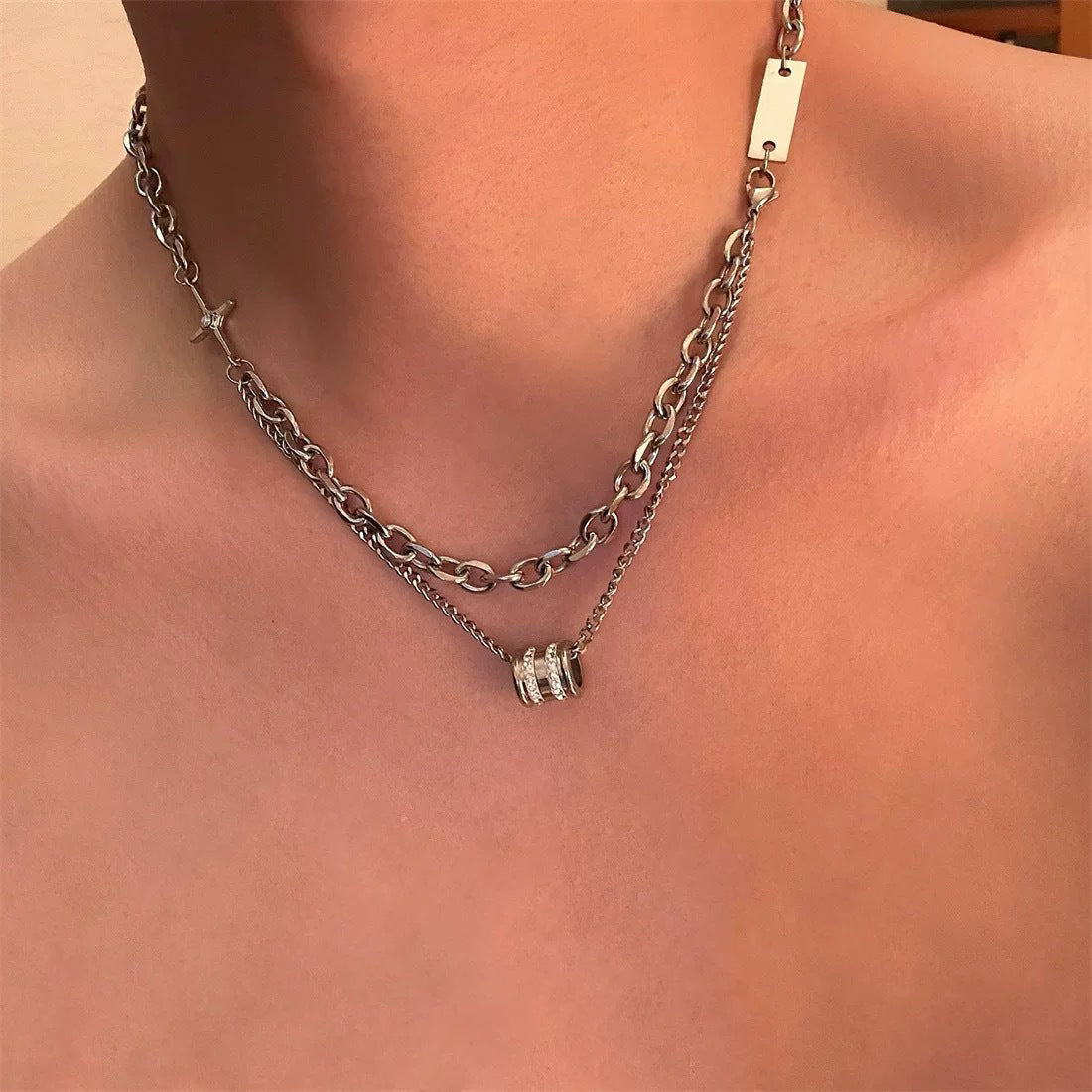 Orbit Double Layer Chain Necklace