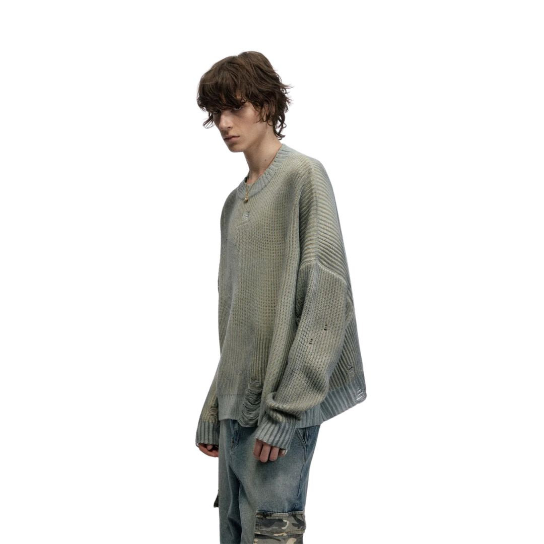 Faded Ribbed Knit Sweater - h0neybear