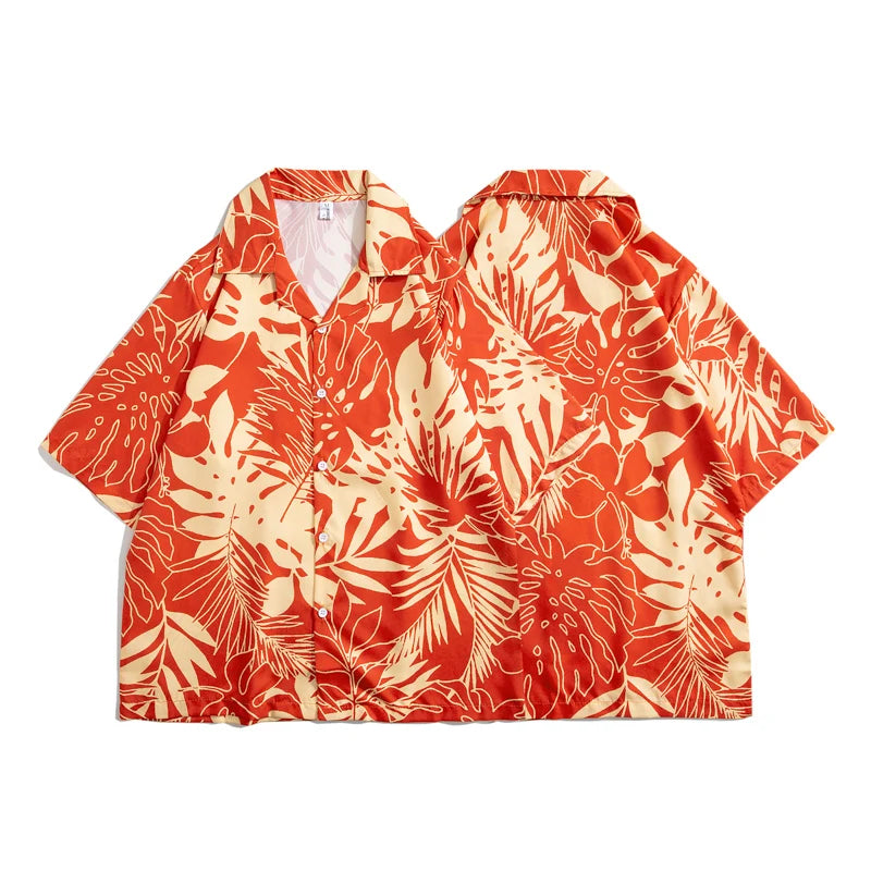 Red Palm Print Shirt - h0neybear