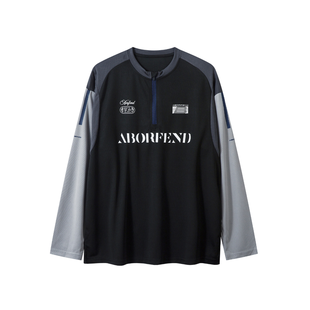Aborfend Panel Stripe Quarter-Zip Long Sleeve Jersey - h0neybear aka honeybear clothing