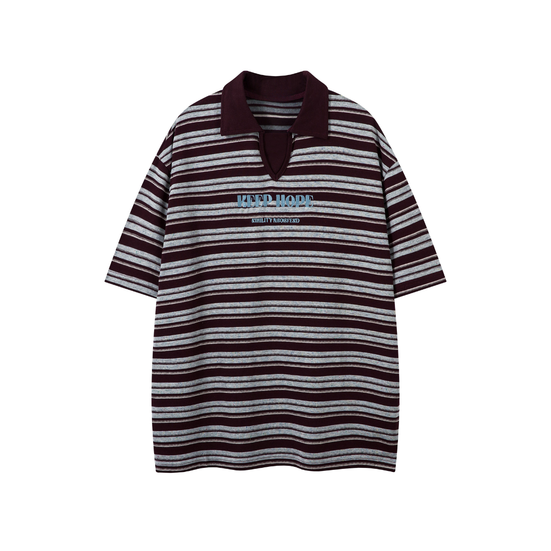 Keep Hope Stripe Polo T-shirt - h0neybear Clothing aka honeybear
