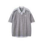 Ribbed V-Neck with Stripe T-shirt