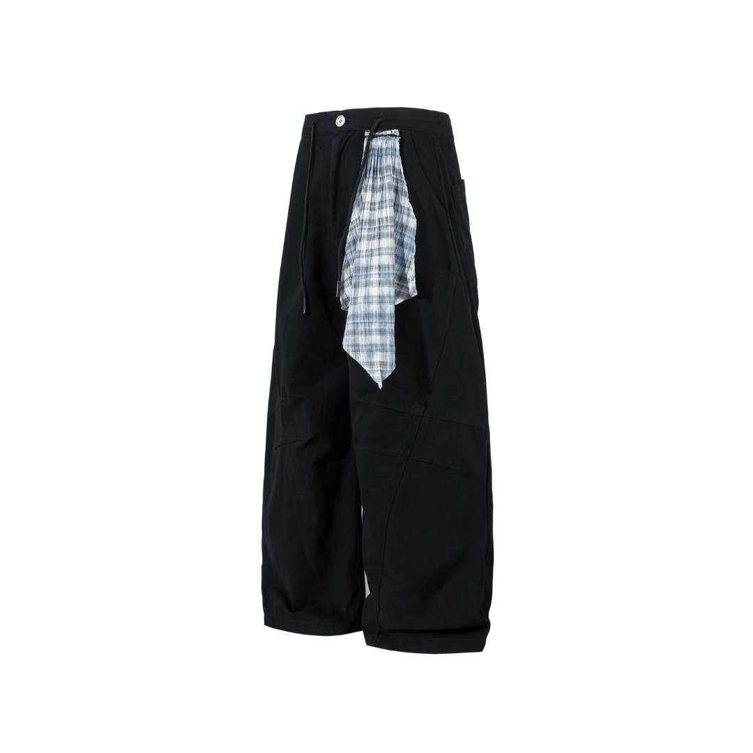 Plaid Hankie Wide-Leg Pants - h0neybear streetwear aka honeybear clothing