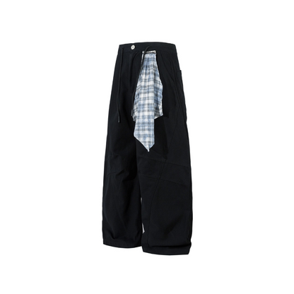 Plaid Hankie Wide-Leg Pants - h0neybear streetwear aka honeybear clothing