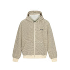 Bear Ear Striped Zip Hoodie