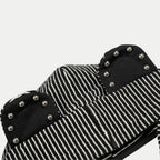 Bear Ear Striped Zip Hoodie