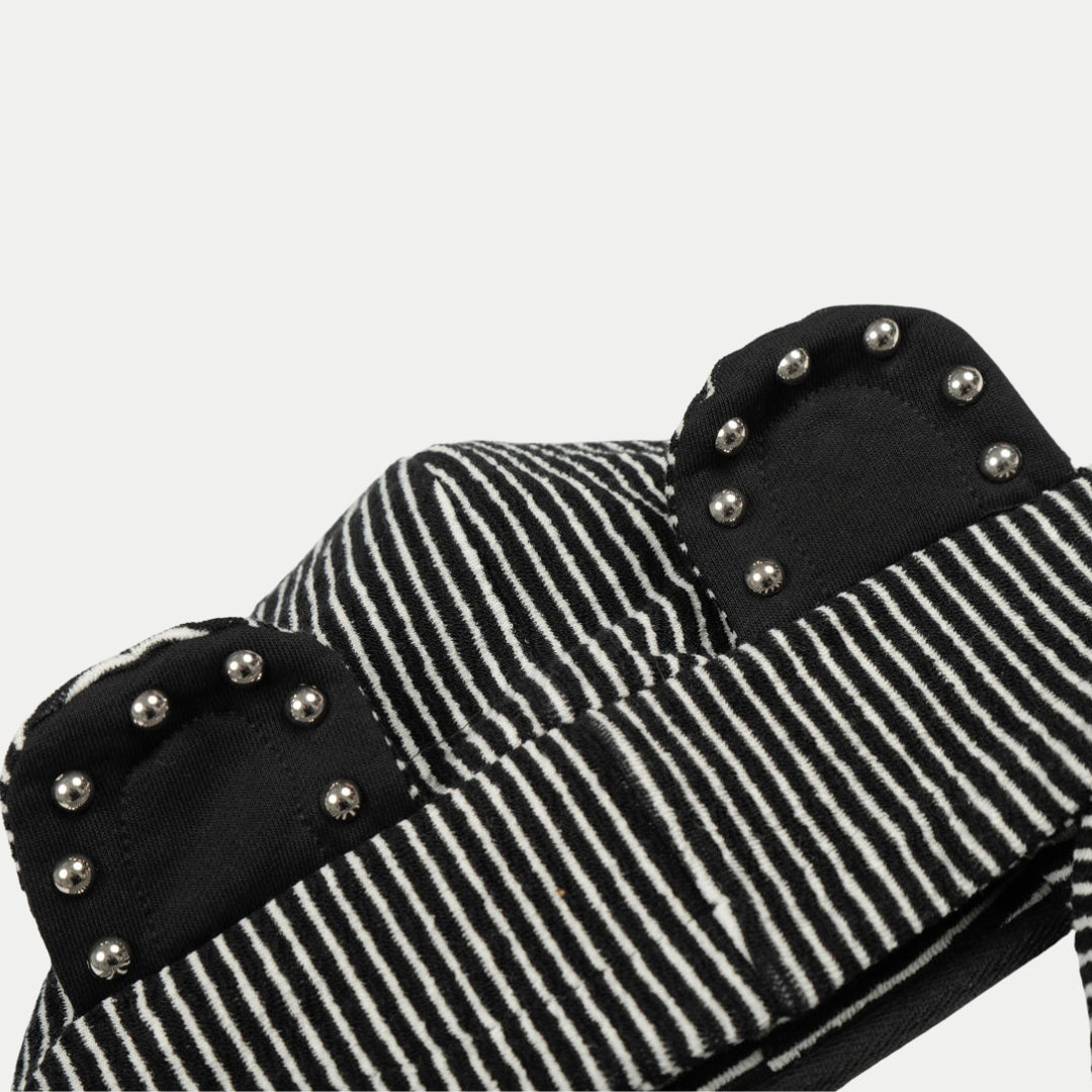 Bear Ear Striped Zip Hoodie